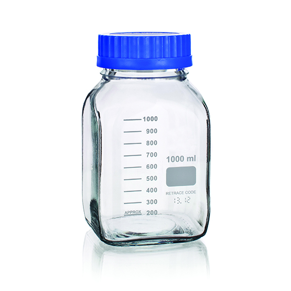 MEDIA/STORAGE BOTTLES, WIDE MOUTH, SQUARE, BOROSILICATE